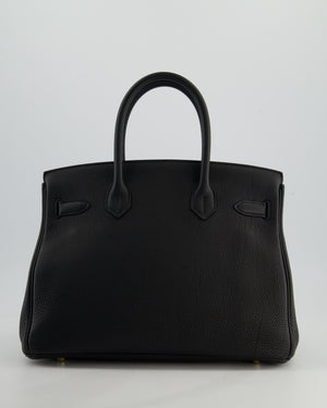 *RARE* Hermès Birkin 30 Retourne Bag in Noir Togo Leather with Gold Hardware