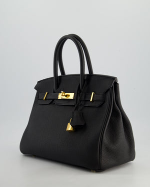 *RARE* Hermès Birkin 30 Retourne Bag in Noir Togo Leather with Gold Hardware