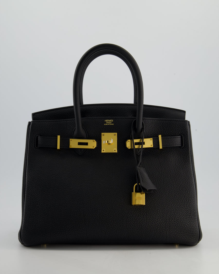*RARE* Hermès Birkin 30 Retourne Bag in Noir Togo Leather with Gold Hardware