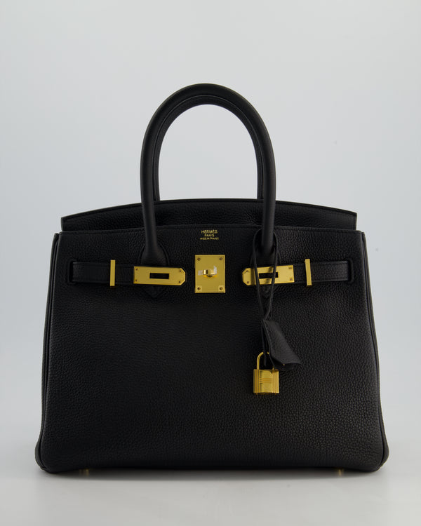 *RARE* Hermès Birkin 30 Retourne Bag in Noir Togo Leather with Gold Hardware