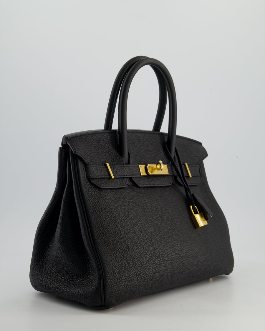 *RARE* Hermès Birkin 30 Retourne Bag in Noir Togo Leather with Gold Hardware