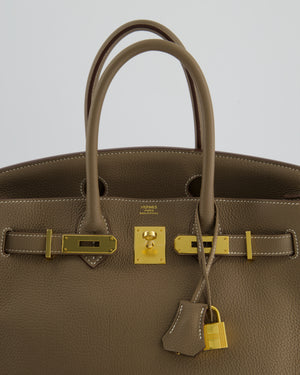 *RARE* Hermès Birkin 30 Retourne Bag in Etoupe Togo Leather with Gold Hardware