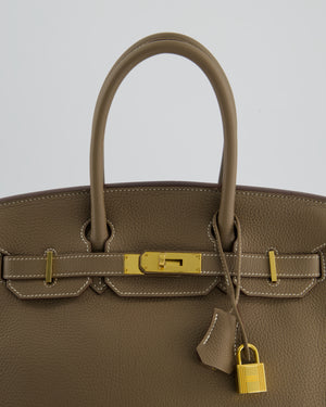 *RARE* Hermès Birkin 30 Retourne Bag in Etoupe Togo Leather with Gold Hardware