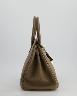 *RARE* Hermès Birkin 30 Retourne Bag in Etoupe Togo Leather with Gold Hardware