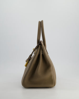 *RARE* Hermès Birkin 30 Retourne Bag in Etoupe Togo Leather with Gold Hardware