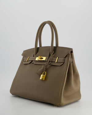 *RARE* Hermès Birkin 30 Retourne Bag in Etoupe Togo Leather with Gold Hardware