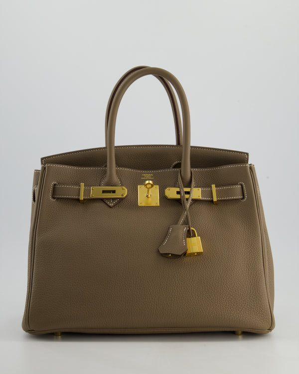 *RARE* Hermès Birkin 30 Retourne Bag in Etoupe Togo Leather with Gold Hardware