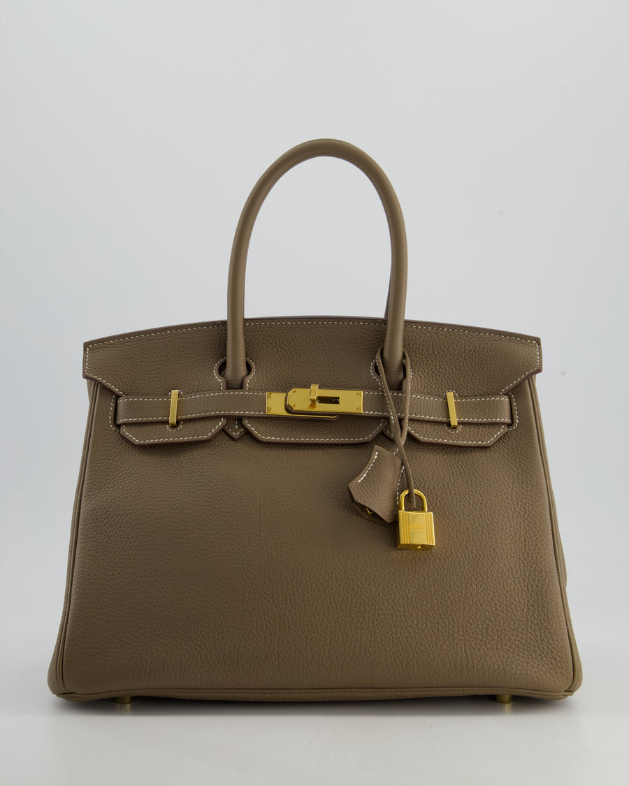 *RARE* Hermès Birkin 30 Retourne Bag in Etoupe Togo Leather with Gold Hardware
