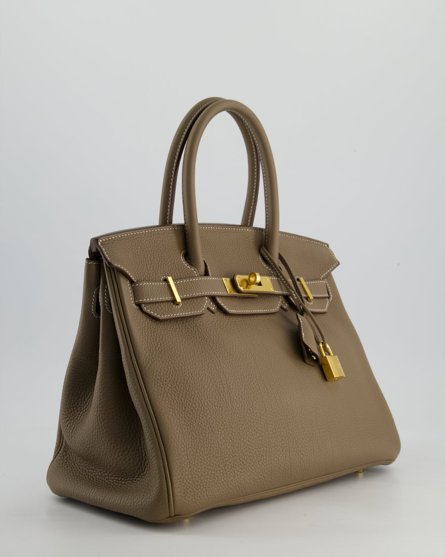 *RARE* Hermès Birkin 30 Retourne Bag in Etoupe Togo Leather with Gold Hardware