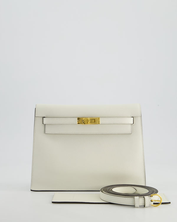 *RARE* Hermès Kelly Danse Verso Bag in Craie Evercolor Leather and Kraft Interior with Gold Hardware