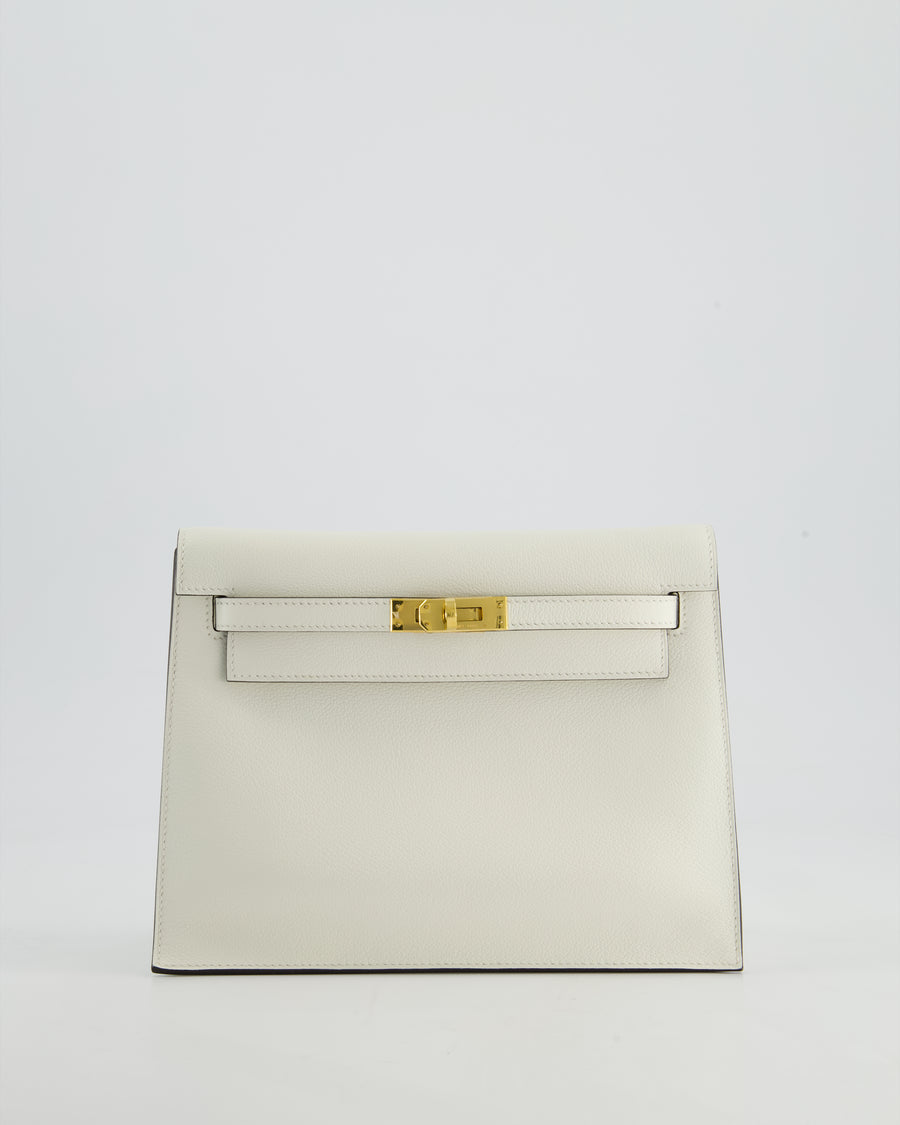 *RARE* Hermès Kelly Danse Verso Bag in Craie Evercolor Leather and Kraft Interior with Gold Hardware