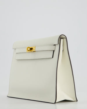 *RARE* Hermès Kelly Danse Verso Bag in Craie Evercolor Leather and Kraft Interior with Gold Hardware