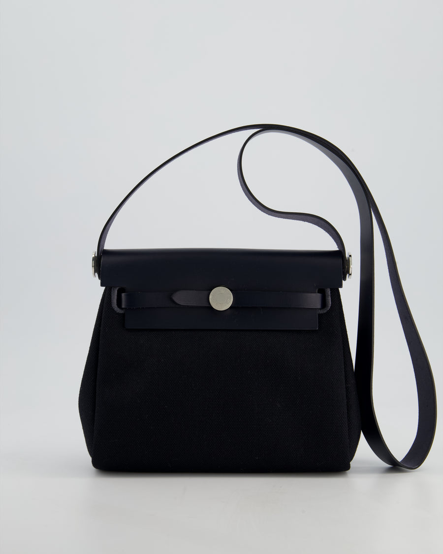 *NEW RELEASE & FIRE PRICE* Hermès Herbag Zip 20 Bag in Bleu Indigo Viking Canvas & Bleu Indigo Vache Hunter Leather with Palladium Hardware