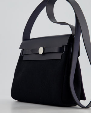 *NEW RELEASE & FIRE PRICE* Hermès Herbag Zip 20 Bag in Bleu Indigo Viking Canvas & Bleu Indigo Vache Hunter Leather with Palladium Hardware