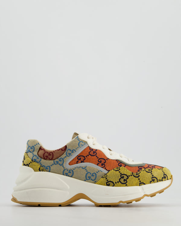 Gucci Rython GG Multi Orange Logo Trainers Size EU 37