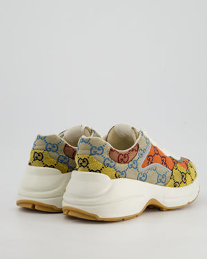 Gucci Rython GG Multi Orange Logo Trainers Size EU 37
