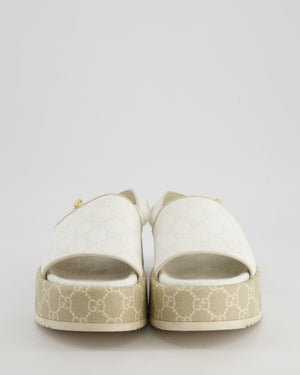 Gucci Beige and White GG Angelina Platform Sandals Size EU 37.5
