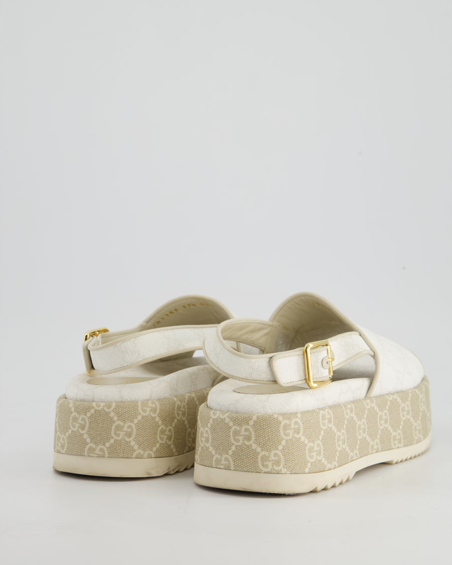Gucci Beige and White GG Angelina Platform Sandals Size EU 37.5