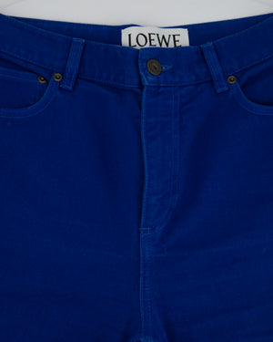 Loewe Electric Blue Denim Flared Jeans with Stitched Logo Detail Size FR 40 (UK 12)