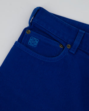Loewe Electric Blue Denim Flared Jeans with Stitched Logo Detail Size FR 40 (UK 12)