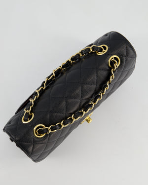 Chanel Black Small Classic Double Flap Bag in Caviar Leather with Champagne Gold Hardware