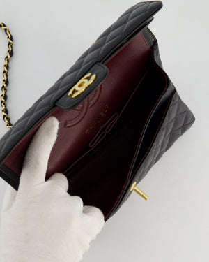 Chanel Black Small Classic Double Flap Bag in Caviar Leather with Champagne Gold Hardware