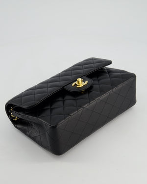 Chanel Black Small Classic Double Flap Bag in Caviar Leather with Champagne Gold Hardware