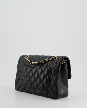 Chanel Black Small Classic Double Flap Bag in Caviar Leather with Champagne Gold Hardware