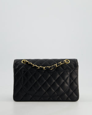 Chanel Black Small Classic Double Flap Bag in Caviar Leather with Champagne Gold Hardware