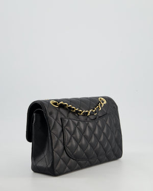 Chanel Black Small Classic Double Flap Bag in Caviar Leather with Champagne Gold Hardware
