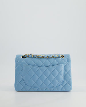*HOT* Chanel Sky Blue Small Classic Double Flap Bag in Caviar Leather with Gold Hardware