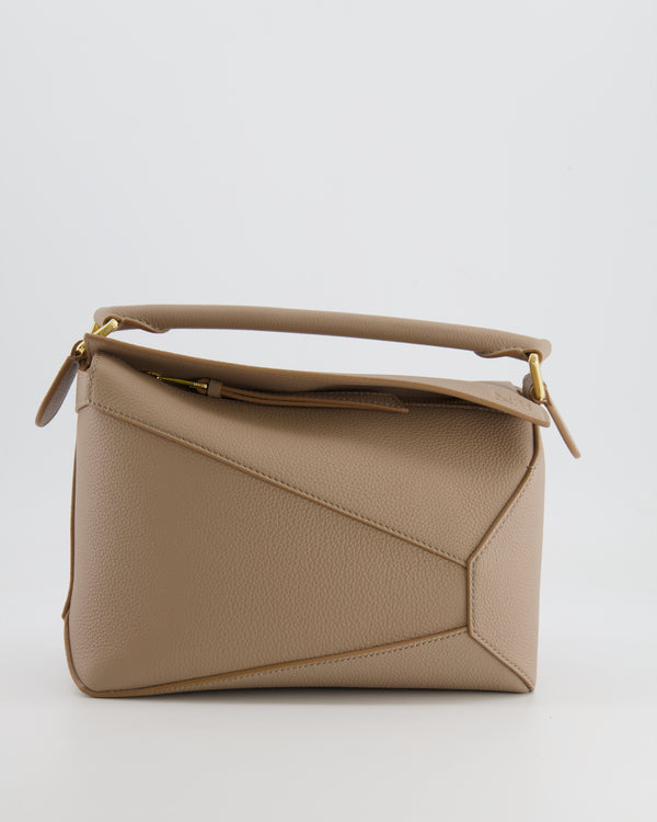 Loewe Small Puzzle Edge Bag in Sand Beige Grained Calfskin Leather with Gold Hardware RRP £2,700