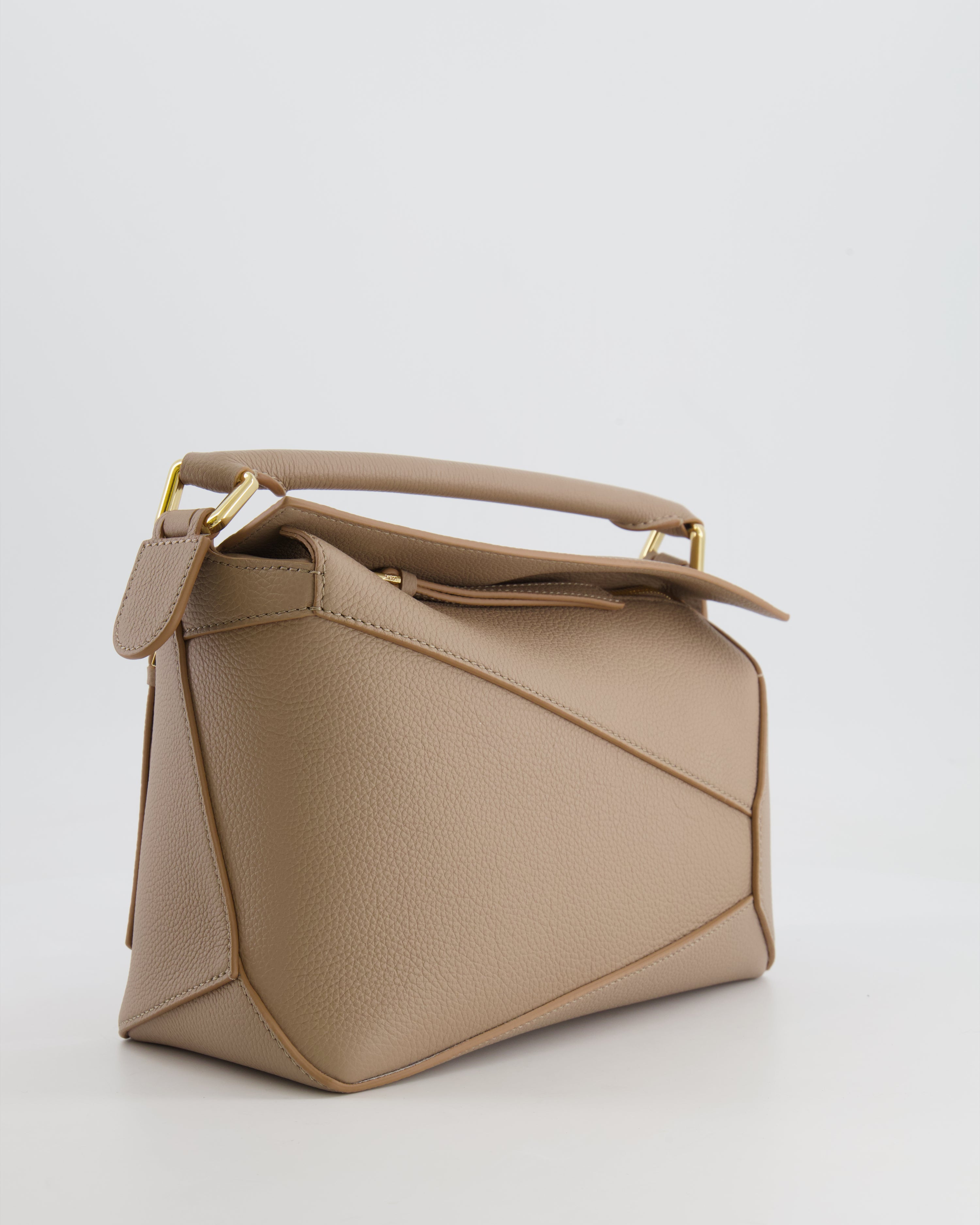 Loewe Small Puzzle Edge Bag in Sand Beige Grained Calfskin