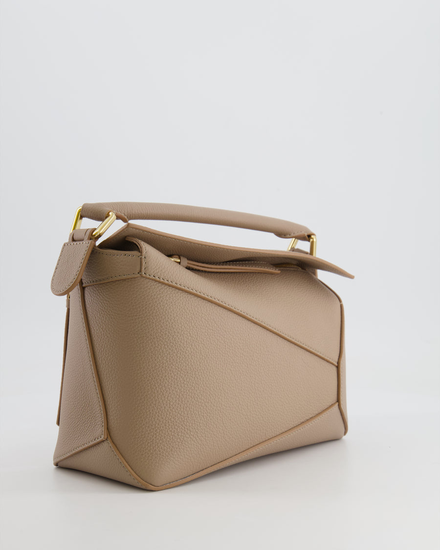 Loewe Small Puzzle Edge Bag in Sand Beige Grained Calfskin Leather with Gold Hardware RRP £2,700