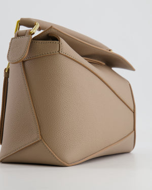 Loewe Small Puzzle Edge Bag in Sand Beige Grained Calfskin Leather with Gold Hardware RRP £2,700