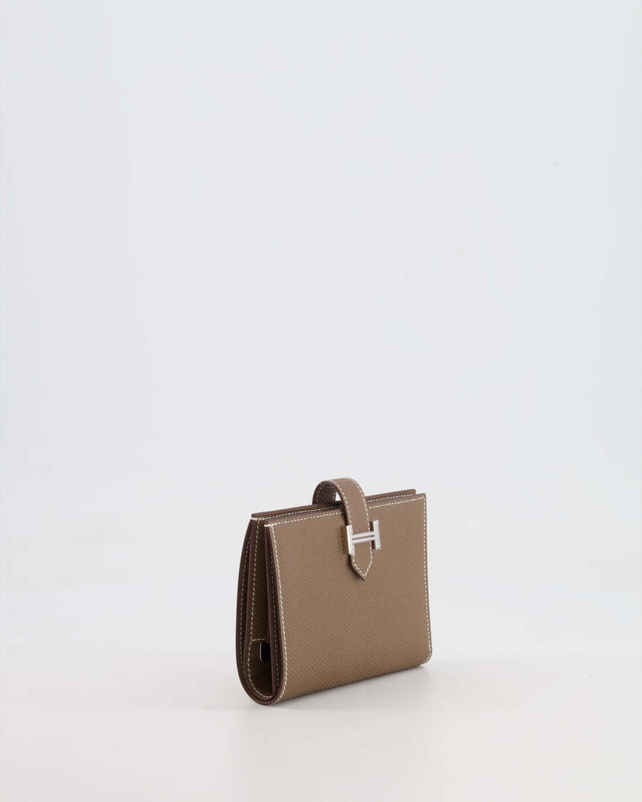 Hermès Bearn Compact Wallet in Etoupe Epsom Leather with Palladium Hardware RRP £2,630