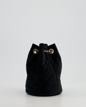 *FIRE PRICE* Chanel Petite Maroquinerie Black Velvet Pearl Crush Small Bucket Bag with Champagne Gold Hardware &amp; Crystal Details
