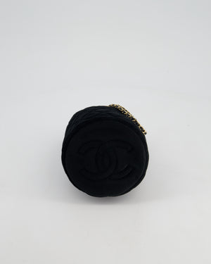 *FIRE PRICE* Chanel Petite Maroquinerie Black Velvet Pearl Crush Small Bucket Bag with Champagne Gold Hardware &amp; Crystal Details