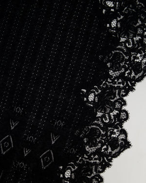 Ermanno Scervino Black Cotton Long Shawl with Sparkly Lace Detail
