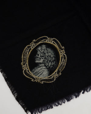Alexander McQueen Black Long Shawl with Embroidered Butterfly Detail