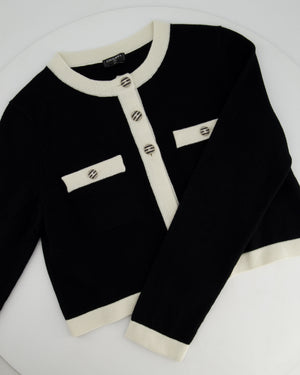 Chanel 24C Black & White Cashmere Long Sleeve Cardigan with CC Buttons Detail Size FR 36 (UK 8) RRP £3200