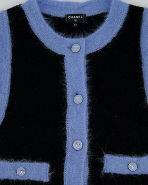 Chanel 24B Navy & Celeste Wool Sleeveless Cardigan with CC Buttons Detail Size FR 34 (UK 6)