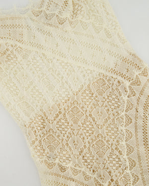 Alexander McQueen Cream Lace Midi Dress Silk with Corset Top Lace Size FR 36 (UK 8)