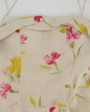 Erdem Beige, Pink & Yellow Floral Midi Dress with Bustier Top Size UK 6 (FR 34)