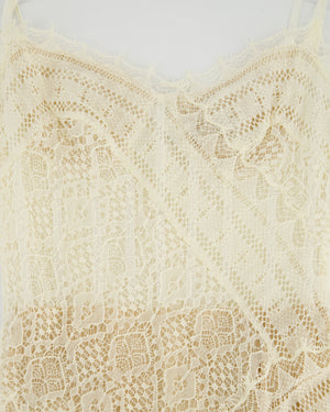 Alexander McQueen Cream Lace Midi Dress Silk with Corset Top Lace Size FR 36 (UK 8)