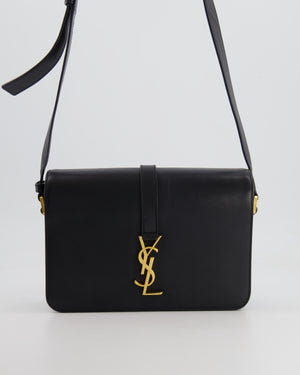 Saint Laurent Black Messenger Leather Bag with Gold Hardware