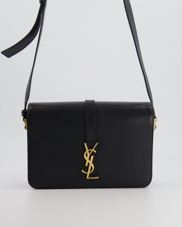 Saint Laurent Black Messenger Leather Bag with Gold Hardware