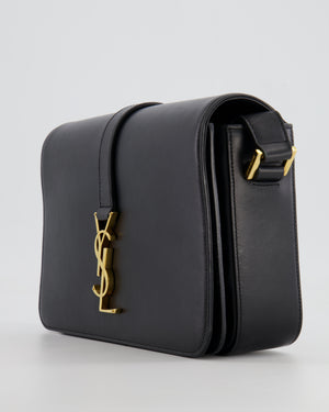 Saint Laurent Black Messenger Leather Bag with Gold Hardware