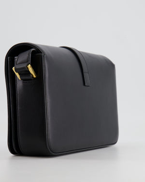 Saint Laurent Black Messenger Leather Bag with Gold Hardware