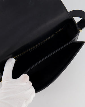 Saint Laurent Black Messenger Leather Bag with Gold Hardware